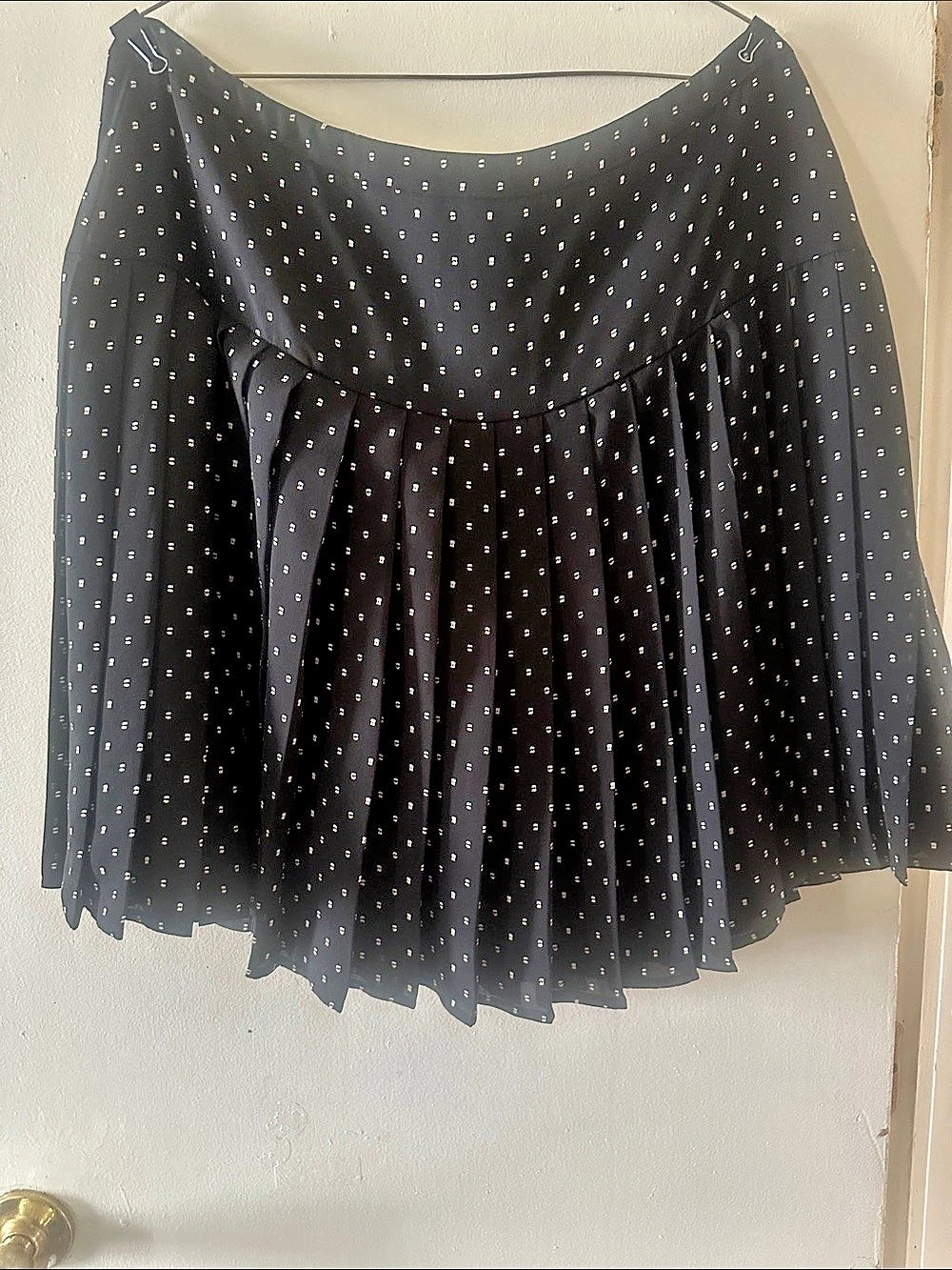 Halogen Polka Dot Pleated Midi Skirt in Black & White Size 14